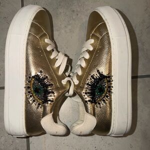 Kurt Geiger Gold Eye-Detail Sneakers